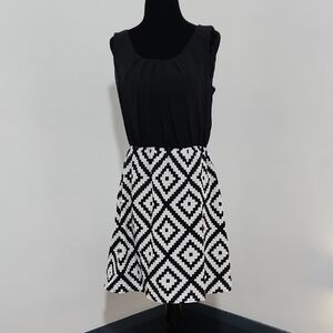 A. Byer Black Top with Geometric Skirt Mini Dress